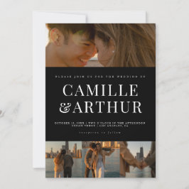 Invitación Collage de fotos moderno Boda elegante