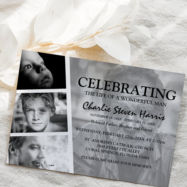 Invitación Collage de Fotos Moderno Funeral (Subido por el creador)