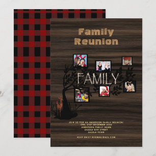Invitación Collage de fotos Rústico de REUNIÓN de Árbol Famil