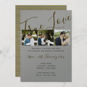 Invitación collage de fotos SILVER Wed invita a cumplir 25 añ