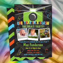 Invitación Collage de fotos un año en un primer cumpleaños re