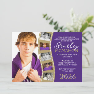 Invitación Collage de graduación de tiras de película de foto
