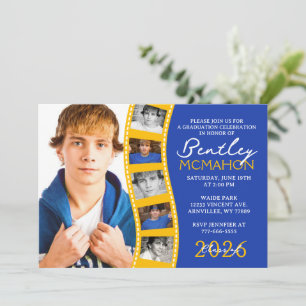 Invitación Collage de graduación de tiras de película de foto