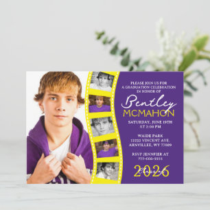 Invitación Collage de graduación de tiras de película de foto