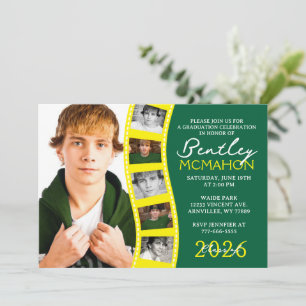 Invitación Collage de graduación de tiras de película de foto