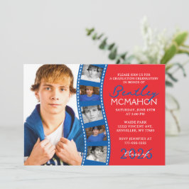 Invitación Collage de graduación de tiras de película de foto