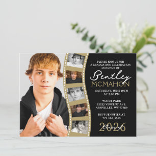 Invitación Collage de graduación de tiras de película de foto