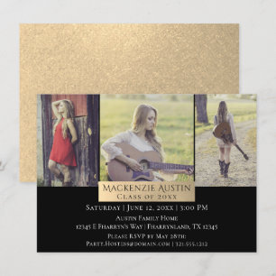 Invitación Collage de graduación Foto de grado 3 con elegan