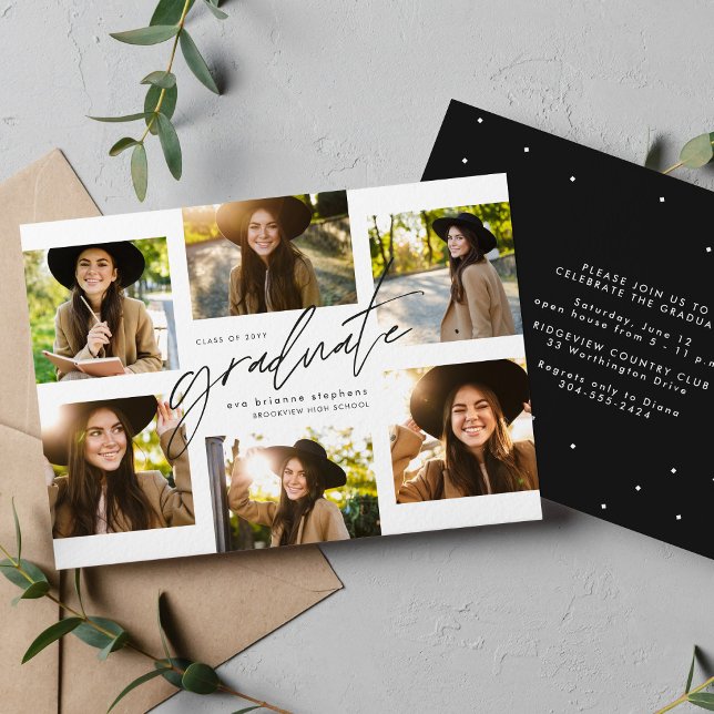 Invitación Collage de graduación seis foto moderna (Subido por el creador)
