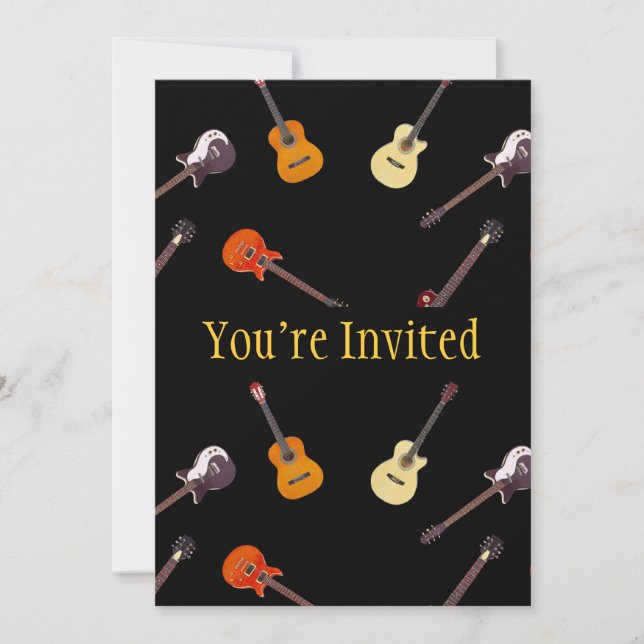 Invitación Collage de guitarra eléctrica y acústica (Anverso)