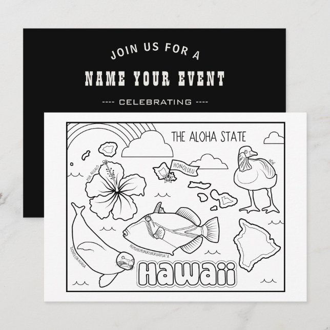 Invitación collage de hawaii color me (Anverso / Reverso)