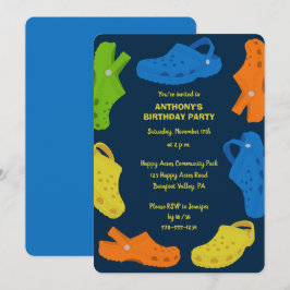 Invitación Collage de la fiesta de cumpleaños azul de la Mari