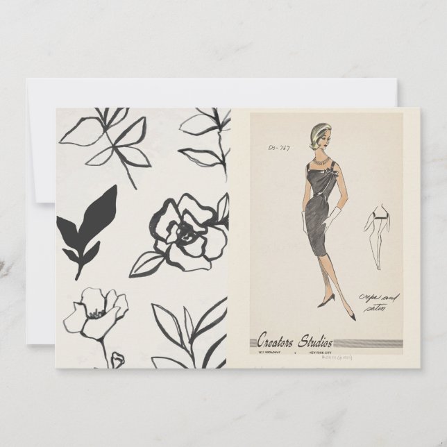 Invitación Collage de moda de 1959 (Anverso)