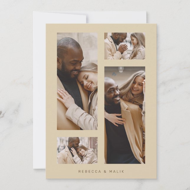 Invitación Collage de moda Minimalista Boda de moda 4 fotos  (Anverso)