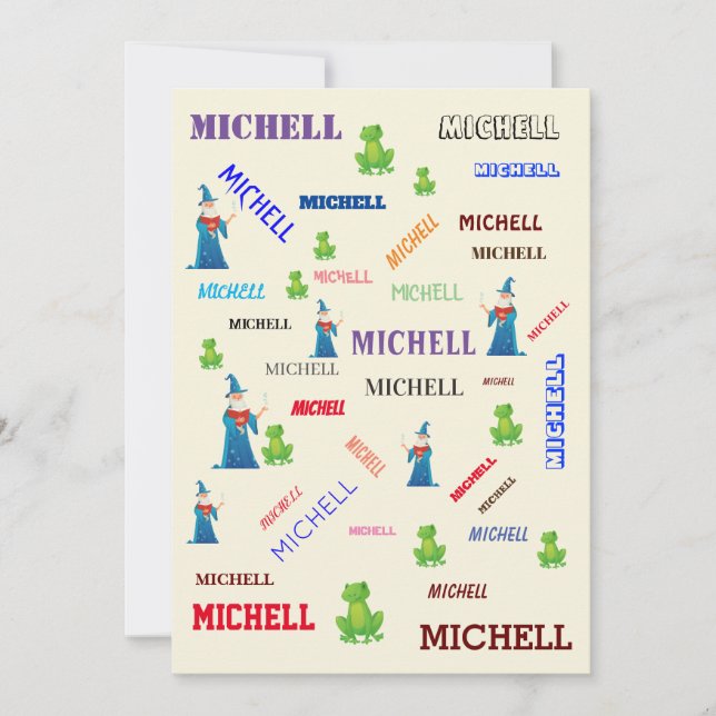 Invitación Collage de nombres de nube de palabras de hadas de (Anverso)