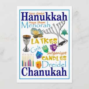Invitación Collage de palabras chanukah