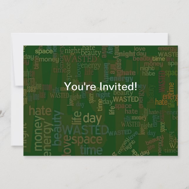 Invitación Collage de palabras desperdiciadas (Anverso)