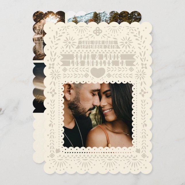 Invitación Collage de Papel Picado (Anverso / Reverso)