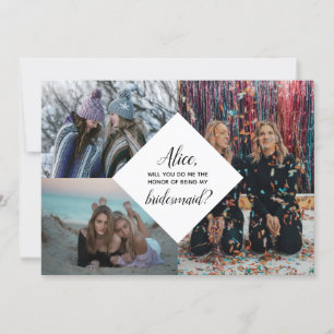 Invitación Collage de propuesta de foto de dama de honor Mode