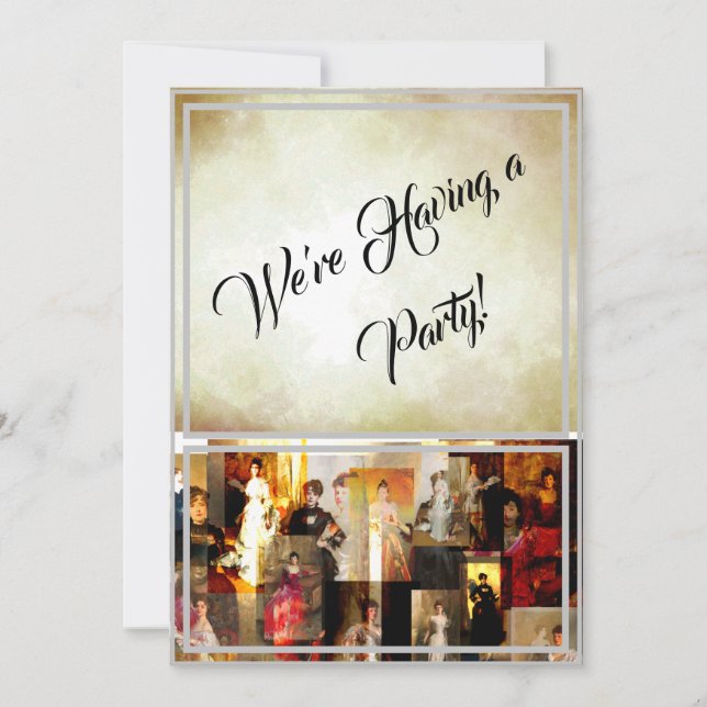 Invitación Collage de retrato de dama elegante de John Singer (Anverso)