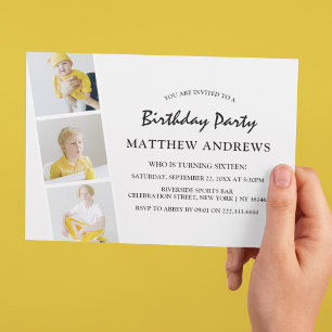 Invitación Collage de tira de fotos modernas   Cualquier edad
