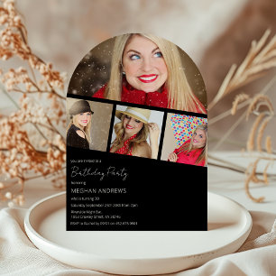 Invitación Collage de tiras de fotos modernas con arco para f