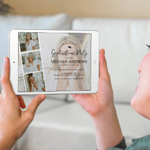 Invitación Collage de tiras de fotos modernas para fiesta de 