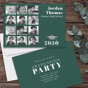 Invitación Collage de varias fotos de graduación minimalista