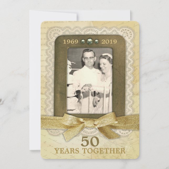Invitación Collage del 50° Aniversario del Boda de Oro 1 Foto (Anverso)