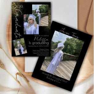 Invitación Collage Faux Purpurina Graduación en la escuela se