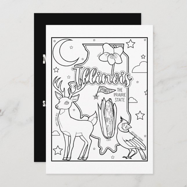 Invitación collage illinois color me (Anverso / Reverso)