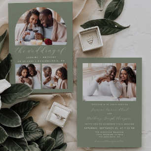 Invitación Collage minimalista Sage Green Boda