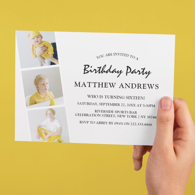 Invitación Collage moderno de fotos de fotos | Cualquier Edad (Subido por el creador)