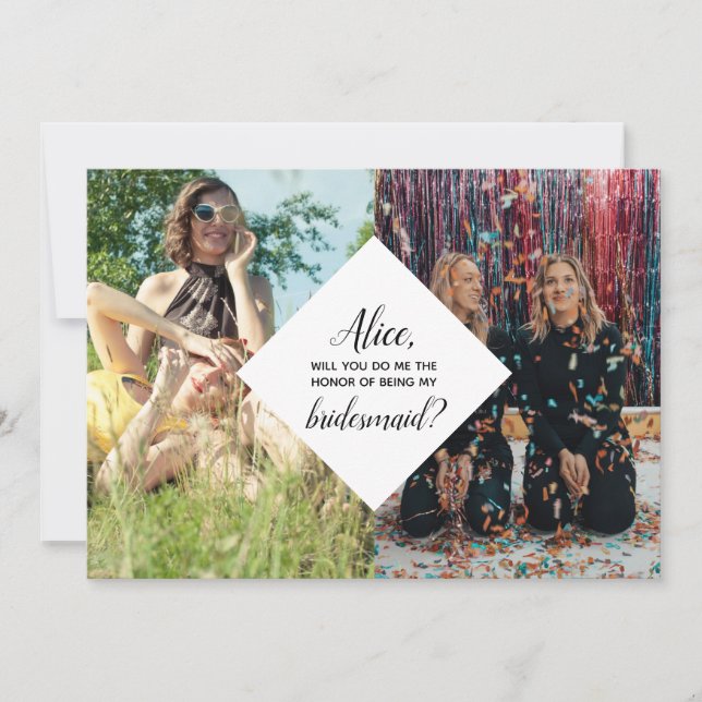 Invitación Collage moderno de la dama de honor de la Moda mod (Anverso)