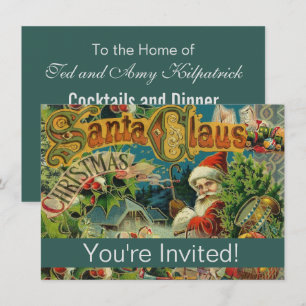 Invitación Collage Navideño de Papá Noel Victoriano Antiguo