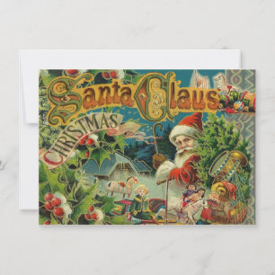 Invitación Collage Navideño de Santa Claus Victoriano Antiguo