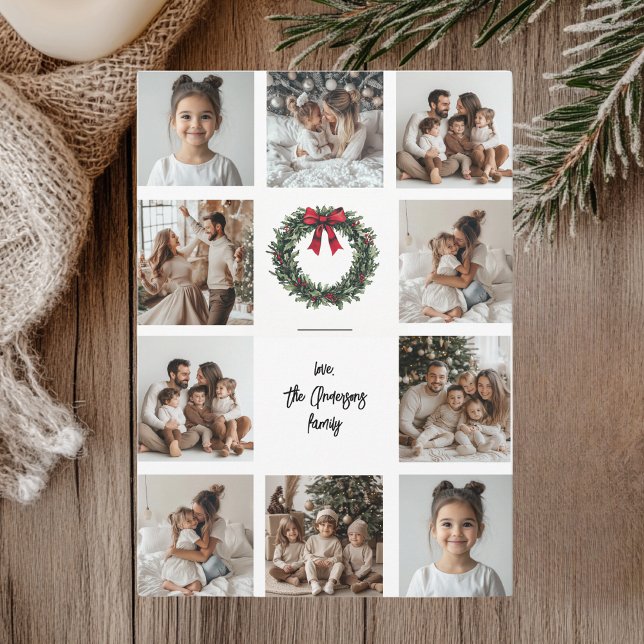 Invitación Collage Photo Merry Christmas Card | Apellido (Subido por el creador)