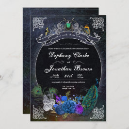 Invitación Collage único oscuro de fantasía Steampunk peculia