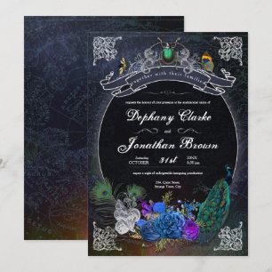 Invitación Collage único oscuro de fantasía Steampunk peculia