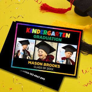 INVITACIÓN COLLAJE DE FOTOS COLORIDAS DE GRADUADO DE KINDERGA