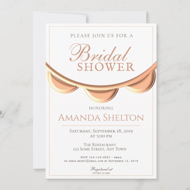 Invitación Collar de melocotón elegante para despedida de sol (Anverso)