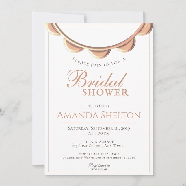 Invitación Collar de melocotón elegante para despedida de sol (Anverso)