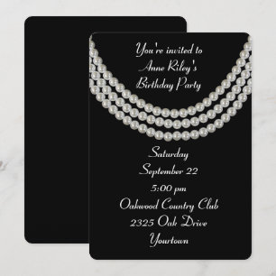 Invitación Collar de perla blanca de fiesta de cumpleaños sob