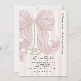 Invitación Collar de perlas con lazo rosa para despedida de s