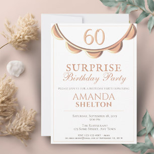 Invitación Collar Elegante Fiesta de Cumpleaños Sorpresa 60
