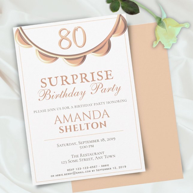 Invitación Collar Elegante Fiesta de Cumpleaños Sorpresa 80 (Subido por el creador)