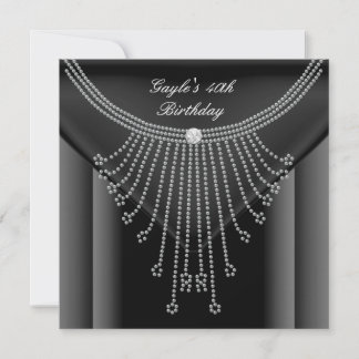 Invitación Collar negro de diamantes de joyería para fiesta d