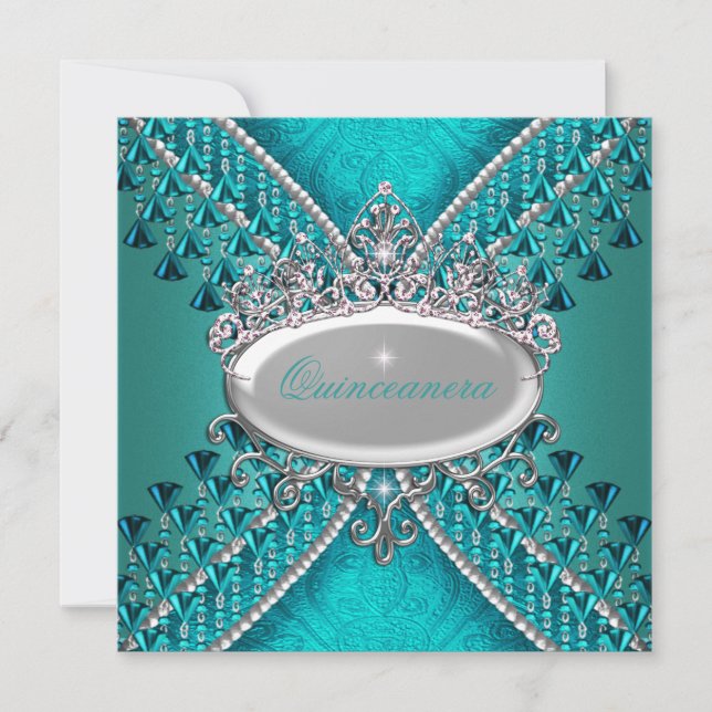 Invitación Collares de cuentas azul turquesa para fiesta de c (Anverso)
