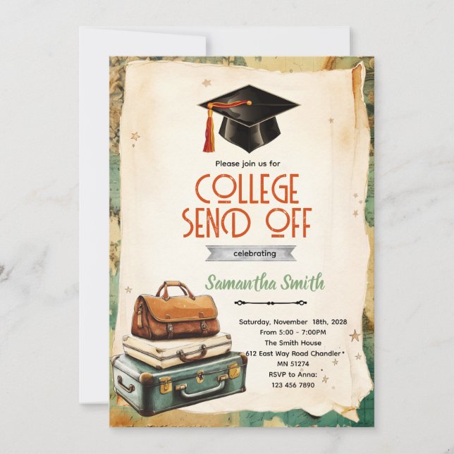 Invitación College Send Off party Invitation  (Anverso)