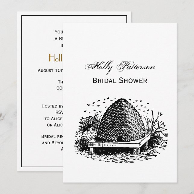 Invitación Colmena y Abejas #1 Heraldic Vintage (Anverso / Reverso)